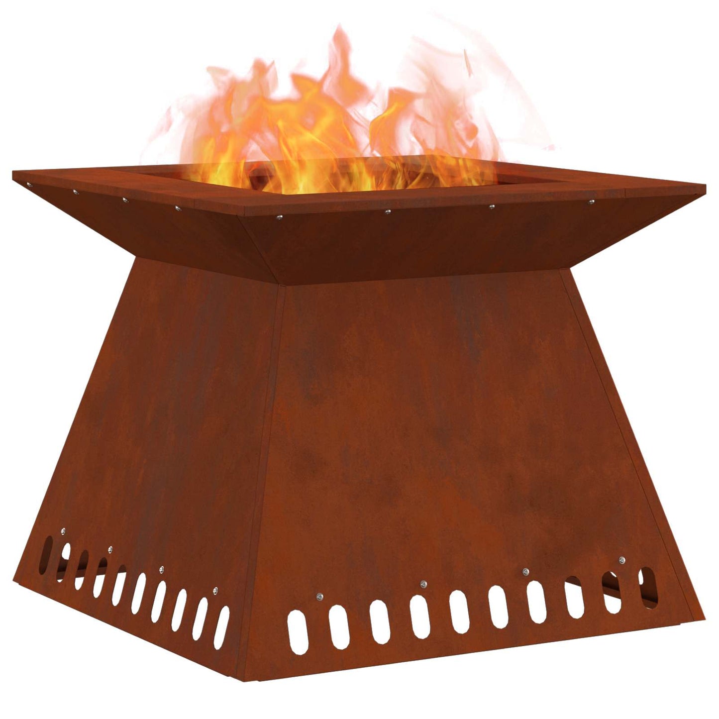 Feuerstelle Rostoptik 60 x 60 x 50 cm Wetterfeststahl