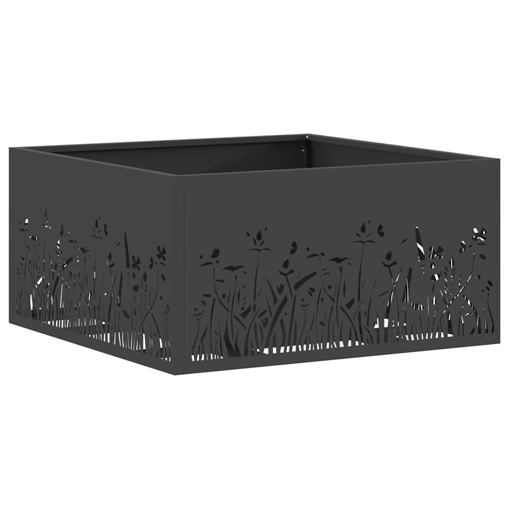 Feuerschale Schwarz 60 x 60 x 30 cm Wetterfeststahl