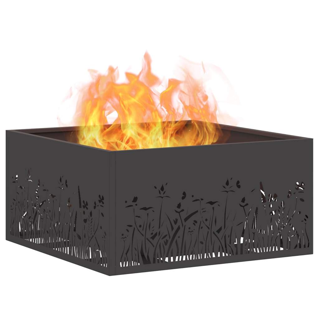 Feuerschale Schwarz 60 x 60 x 30 cm Wetterfeststahl
