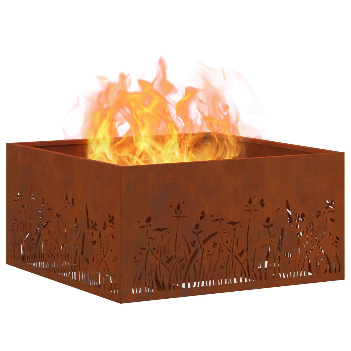 Feuerschale Rostoptik 60 x 60 x 30 cm Wetterfeststahl