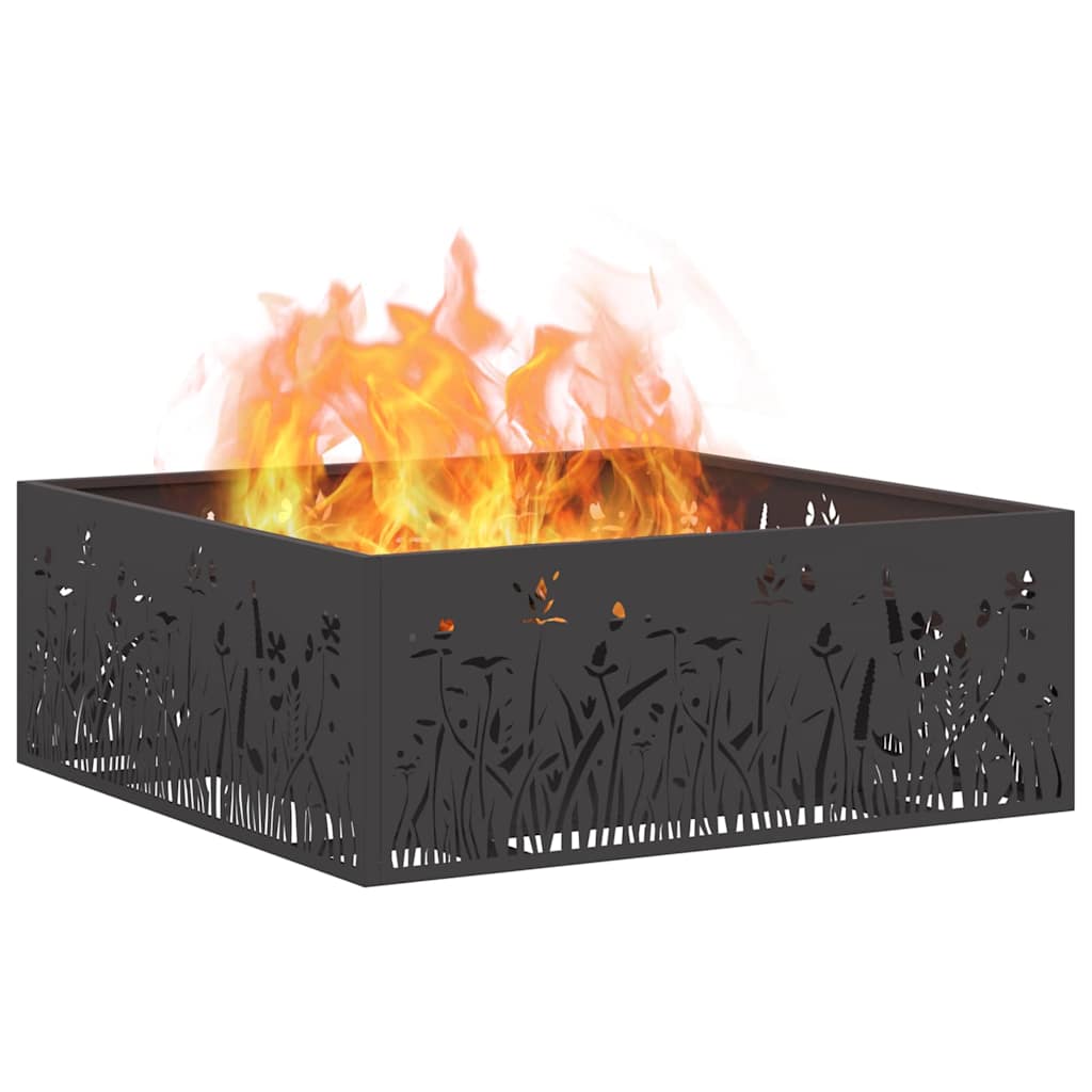 Feuerschale Schwarz 80 x 80 x 30 cm Wetterfeststahl