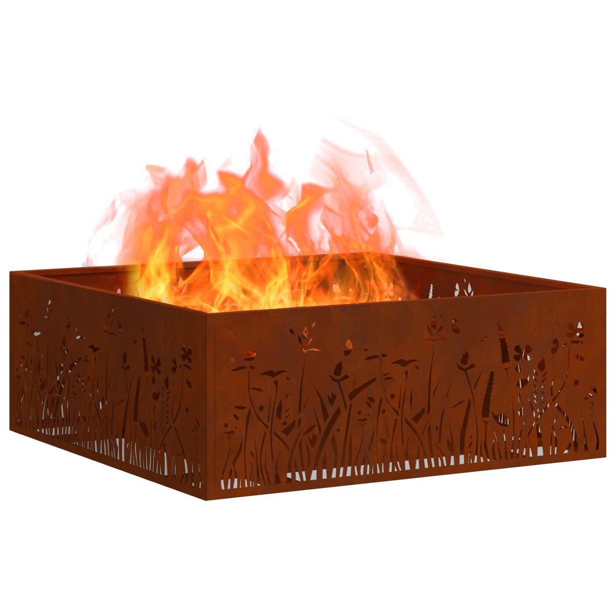 Feuerschale Rostoptik 80 x 80 x 30 cm Wetterfeststahl