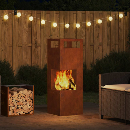 Feuerstelle Braun 35 x 35 x 100 cm Wetterfeststahl