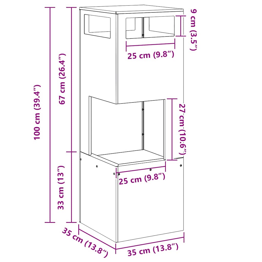 Feuerstelle Braun 35 x 35 x 100 cm Wetterfeststahl