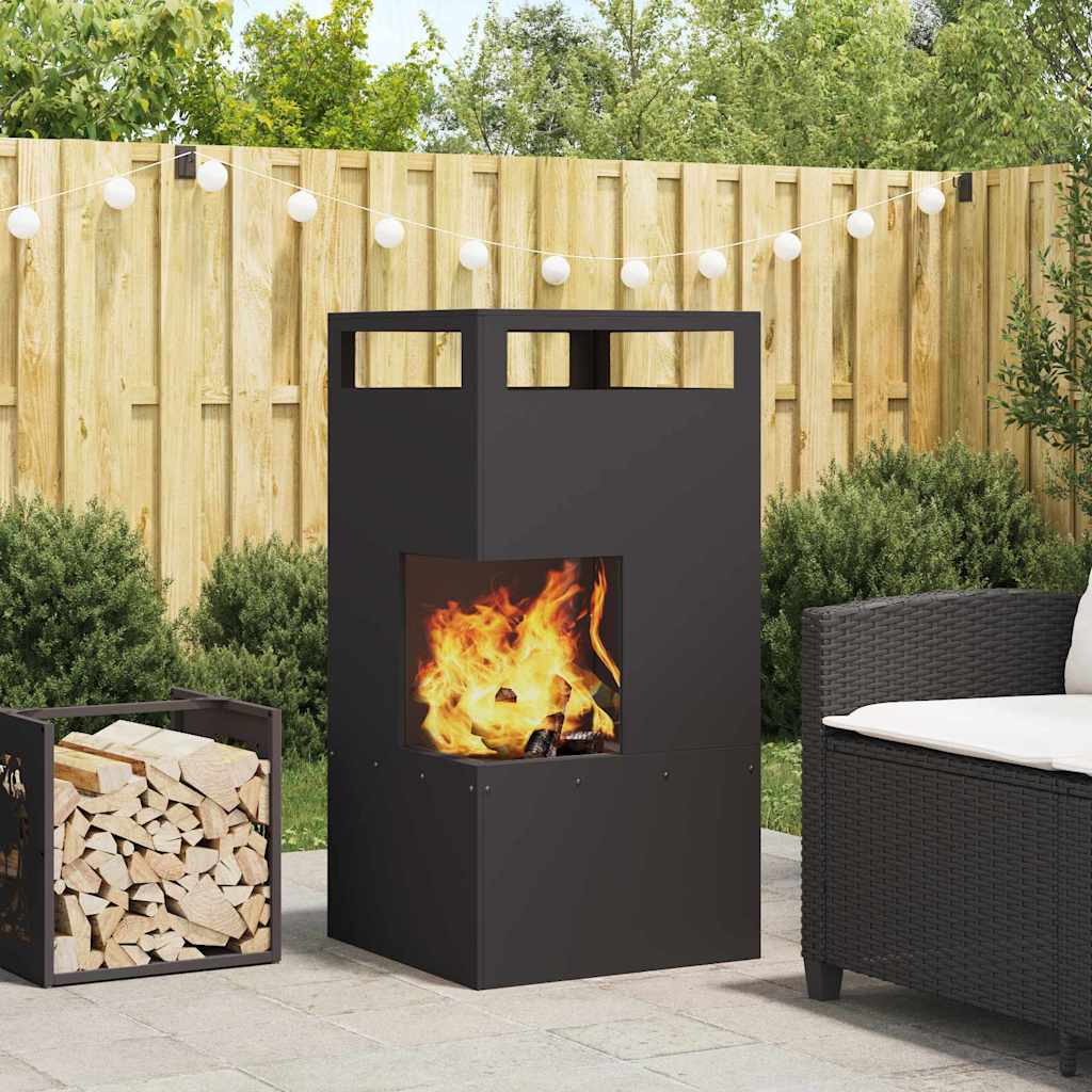 Feuerstelle Schwarz 50 x 50 x 100 cm Wetterfeststahl