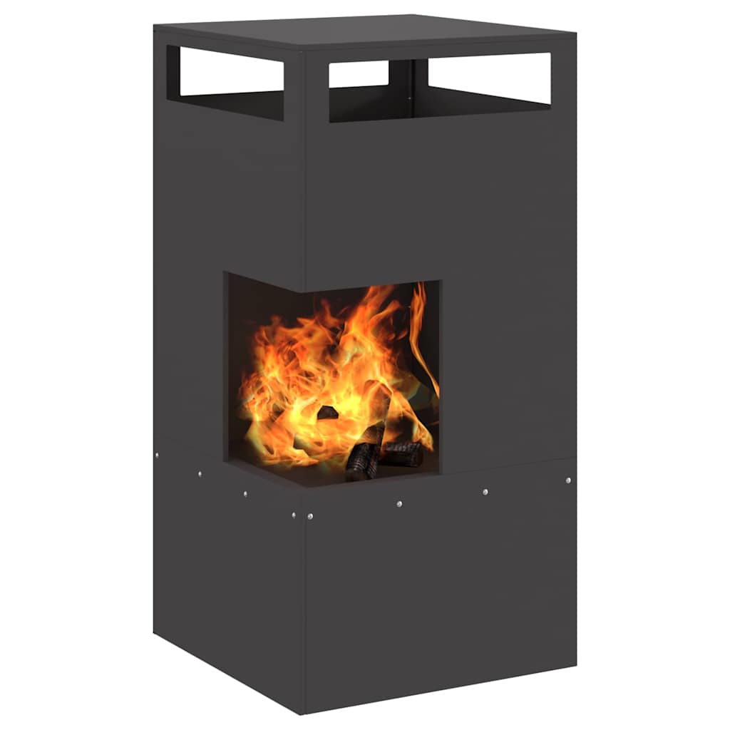 Feuerstelle Schwarz 50 x 50 x 100 cm Wetterfeststahl