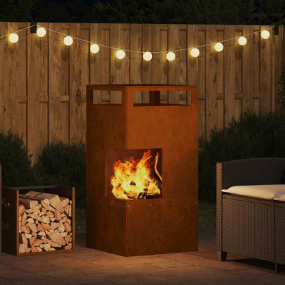 Feuerstelle Braun 50 x 50 x 100 cm Wetterfeststahl