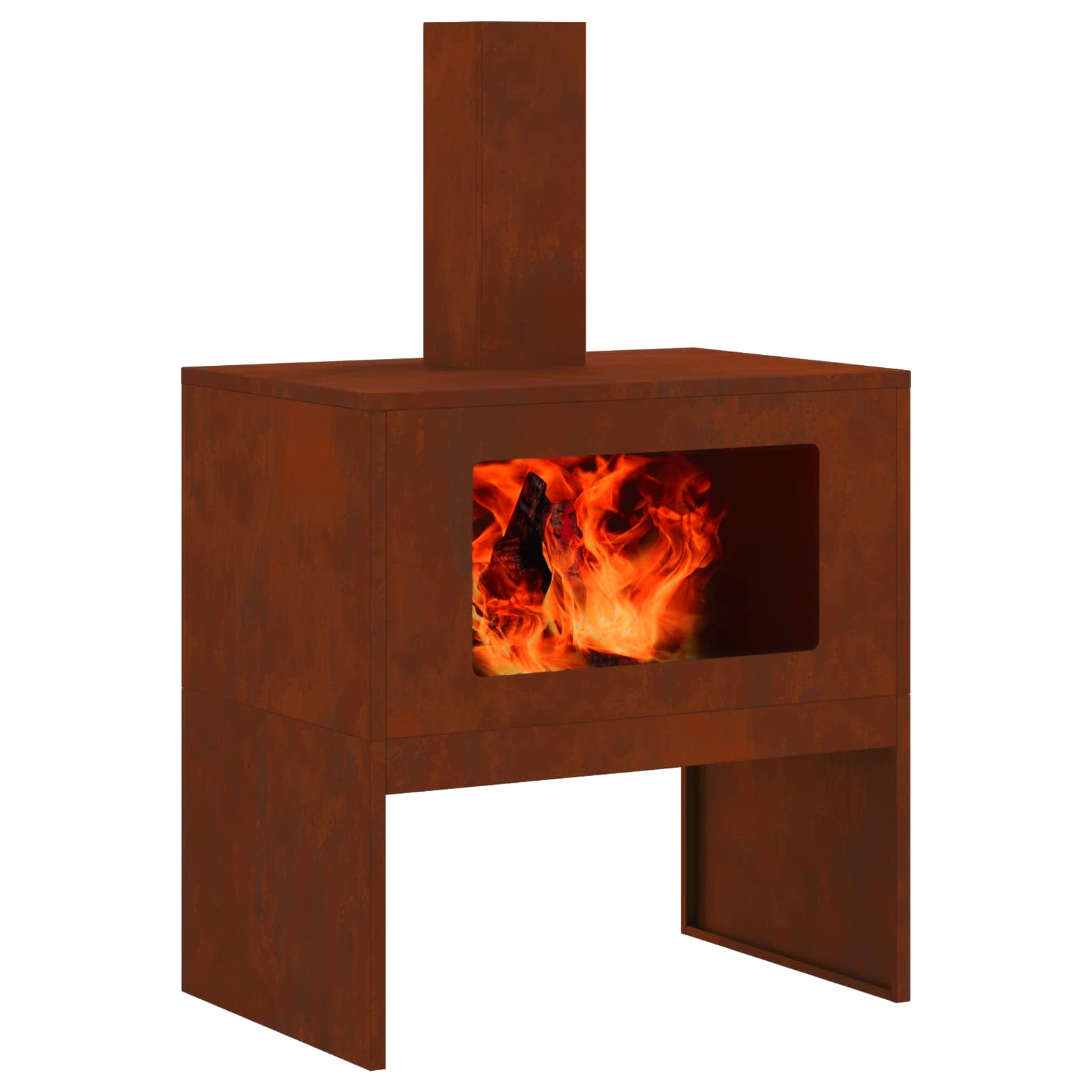 Feuerstelle Rostig 60 x 40 x 96 cm Wetterfeststahl