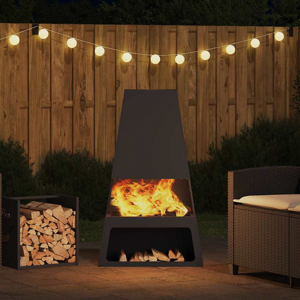 Feuerstelle Schwarz 60 x 35 x 100 cm Wetterfeststahl