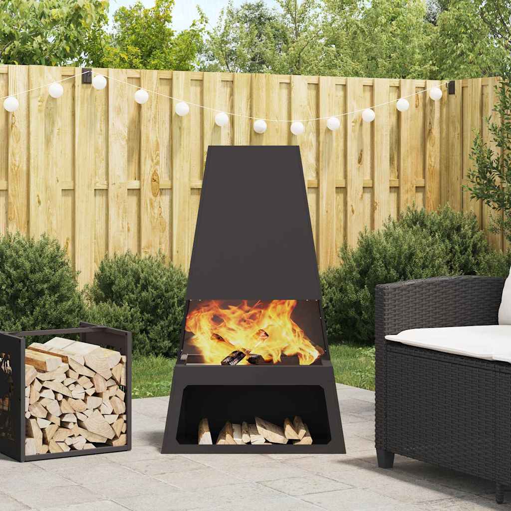 Feuerstelle Schwarz 60 x 35 x 100 cm Wetterfeststahl