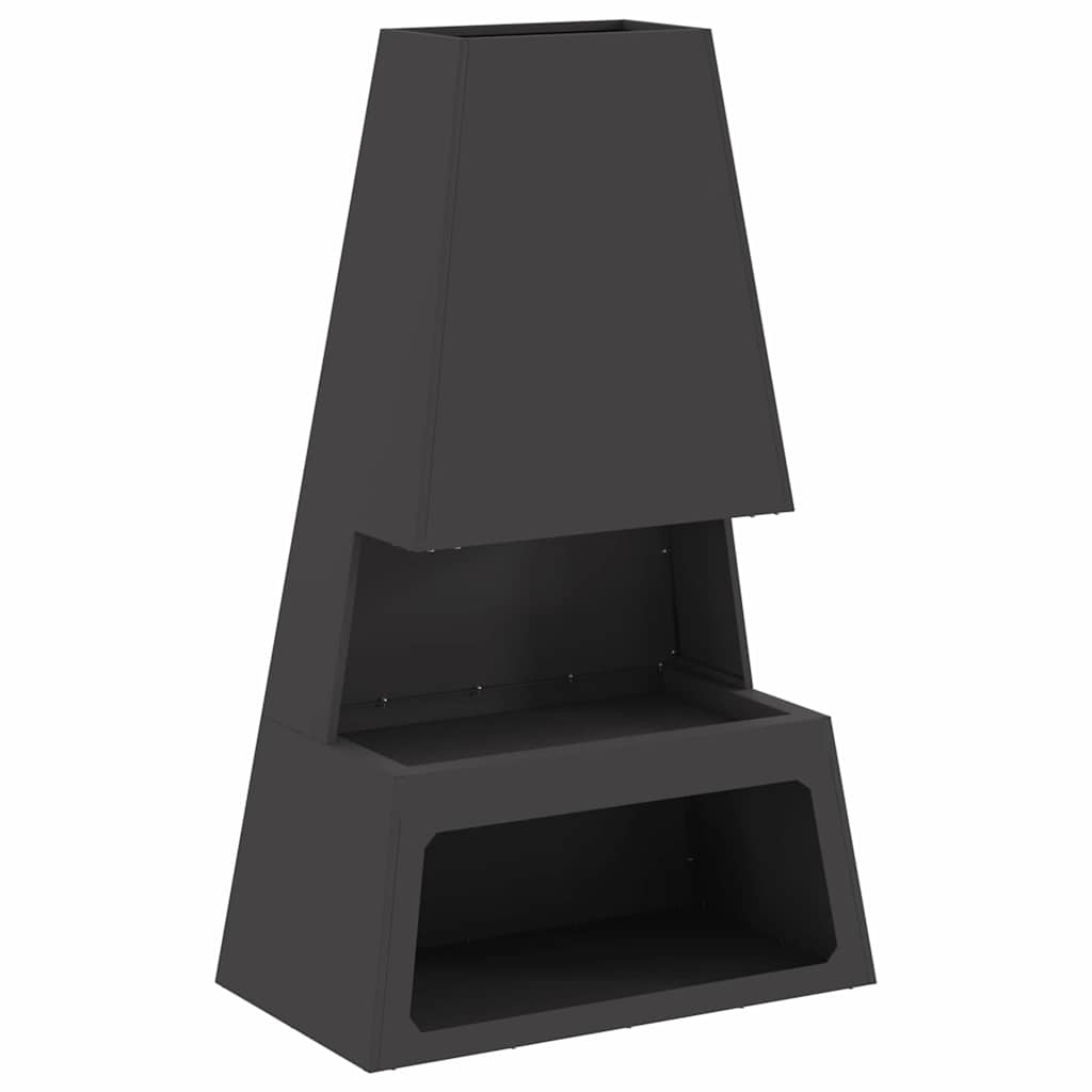 Feuerstelle Schwarz 60 x 35 x 100 cm Wetterfeststahl
