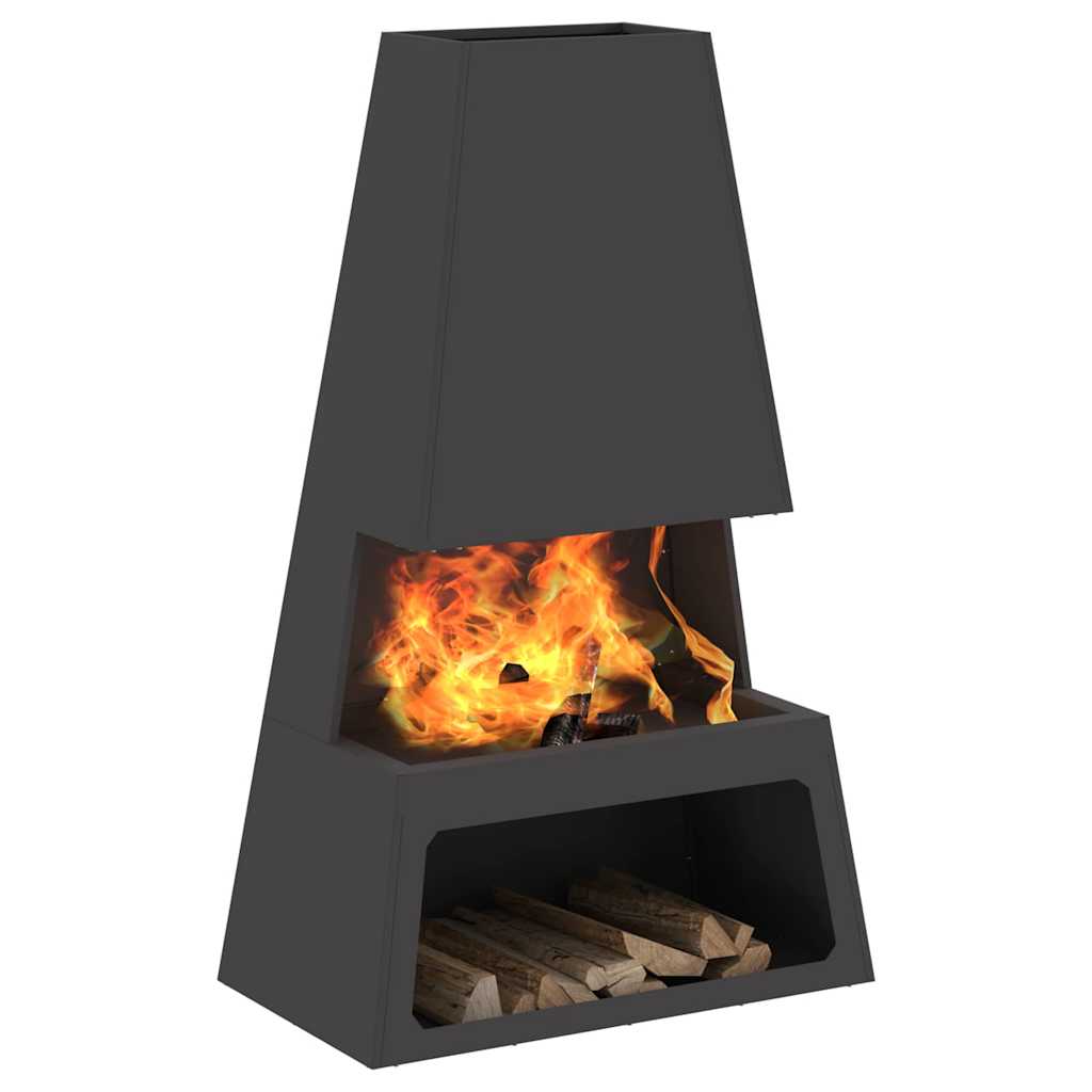 Feuerstelle Schwarz 60 x 35 x 100 cm Wetterfeststahl