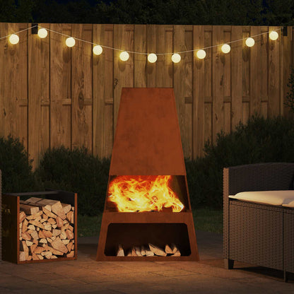 Feuerstelle Rostoptik 60 x 35 x 100 cm Wetterfeststahl