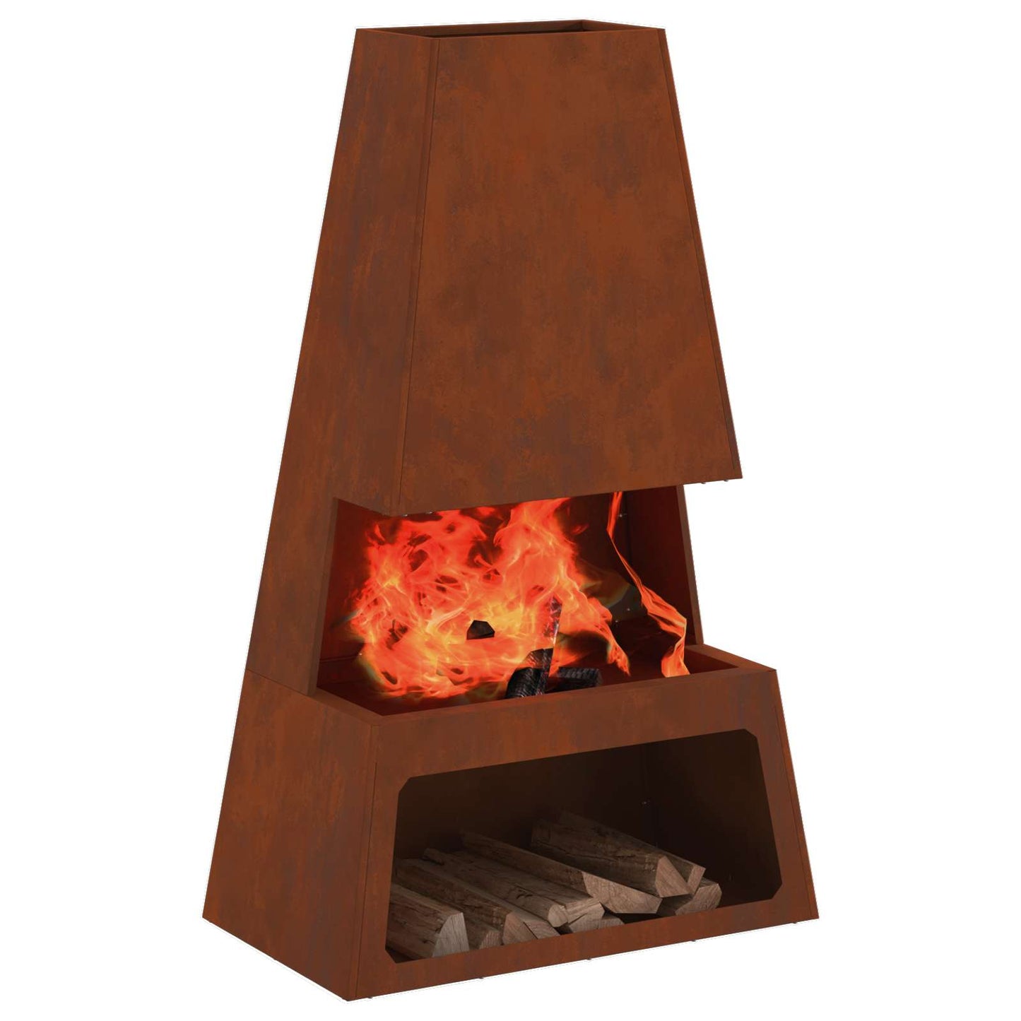 Feuerstelle Rostoptik 60 x 35 x 100 cm Wetterfeststahl