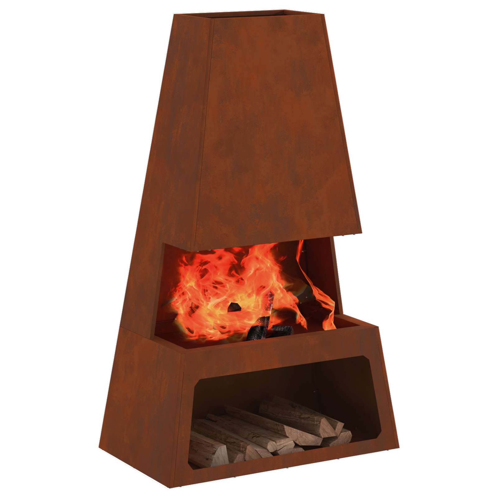 Feuerstelle Rostoptik 60 x 35 x 100 cm Wetterfeststahl