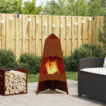 Feuerstelle Rostoptik 50 x 50 x 95 cm Wetterfeststahl