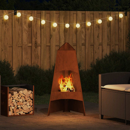 Feuerstelle Rostoptik 50 x 50 x 95 cm Wetterfeststahl