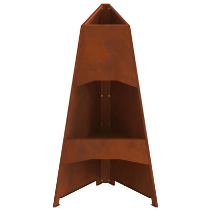 Feuerstelle Rostoptik 50 x 50 x 95 cm Wetterfeststahl