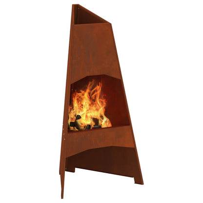 Feuerstelle Rostoptik 50 x 50 x 95 cm Wetterfeststahl