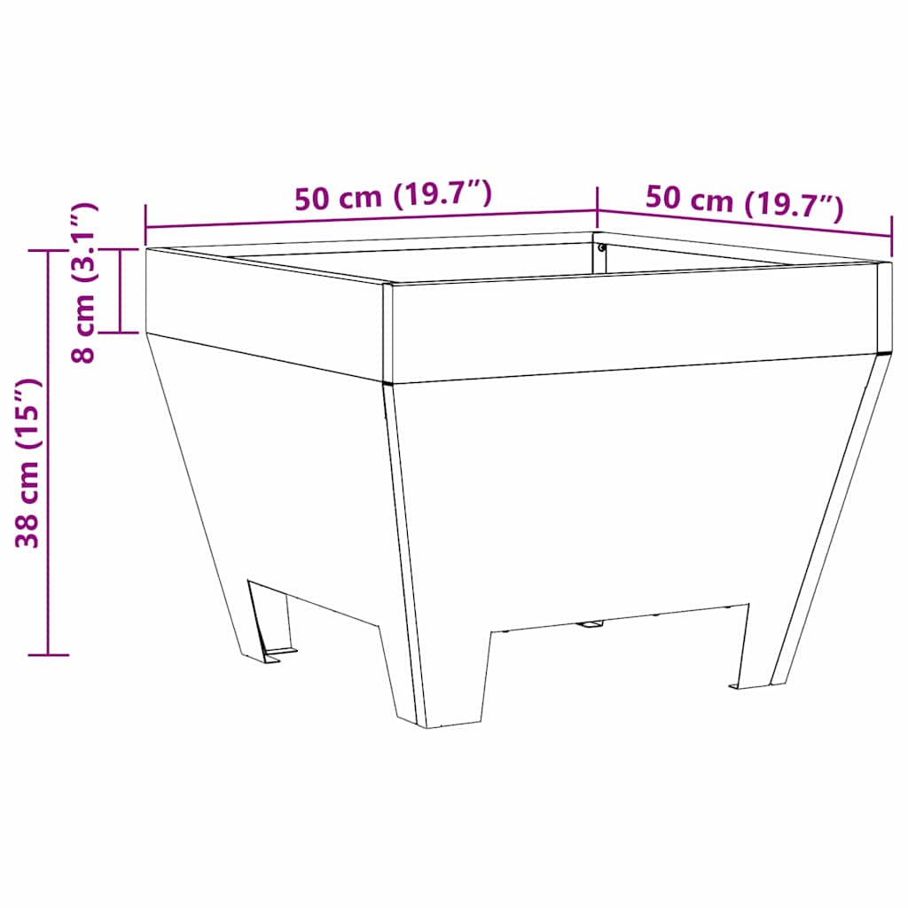 Feuerschale Rostig 50 x 50 x 38 cm Wetterfeststahl