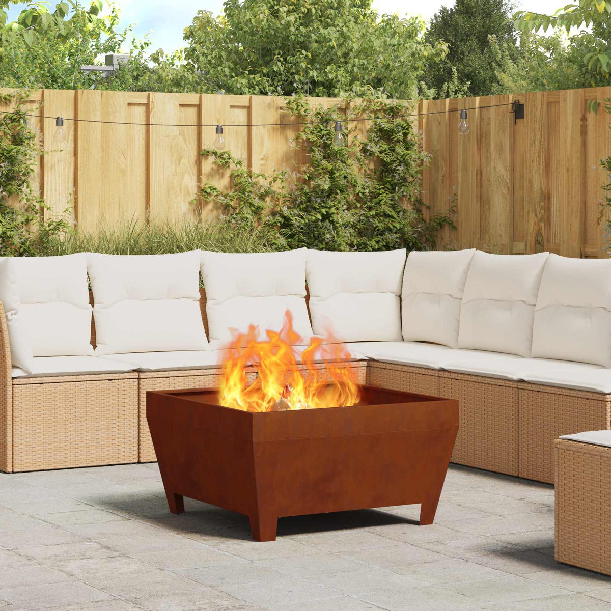 Feuerschale Rostig 80 x 80 x 43 cm Wetterfeststahl