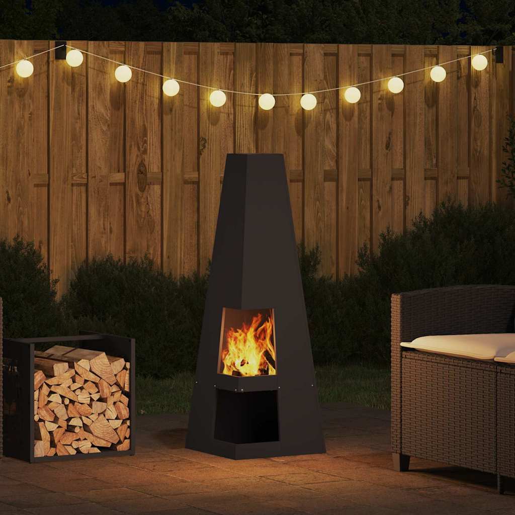Feuerstelle Schwarz 35 x 35 x 100 cm Wetterfeststahl
