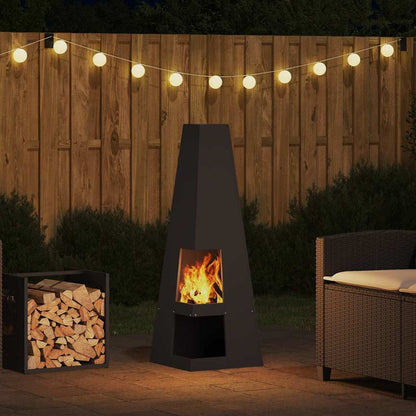 Feuerstelle Schwarz 35 x 35 x 100 cm Wetterfeststahl