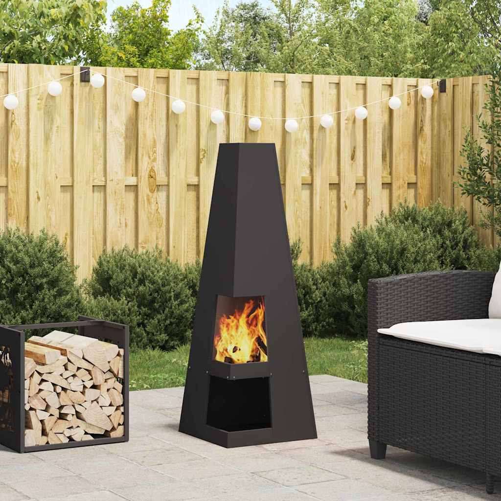 Feuerstelle Schwarz 35 x 35 x 100 cm Wetterfeststahl