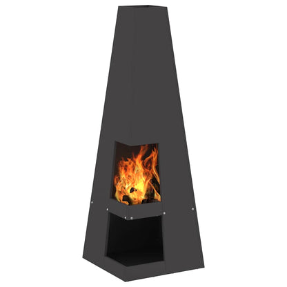 Feuerstelle Schwarz 35 x 35 x 100 cm Wetterfeststahl