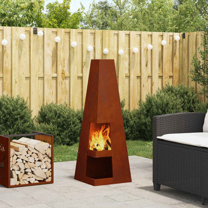 Feuerstelle Rostoptik 35 x 35 x 100 cm