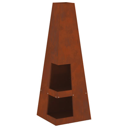 Feuerstelle Rostoptik 35 x 35 x 100 cm