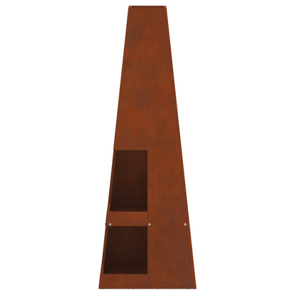 Feuerstelle Rostoptik 35 x 35 x 100 cm