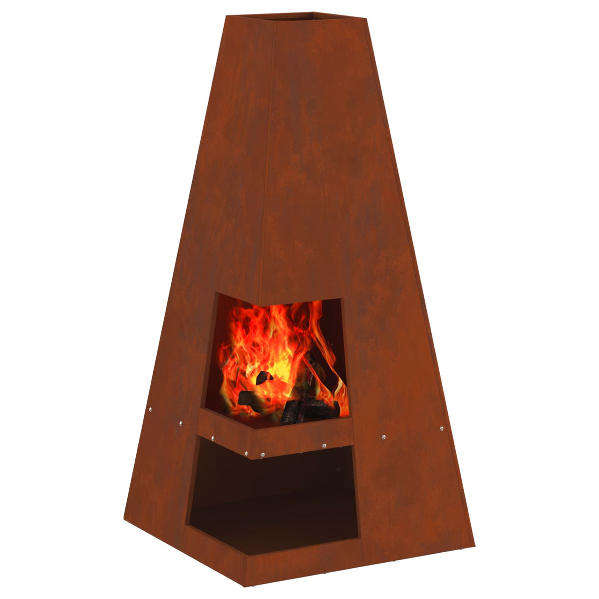 Feuerstelle Rostoptik 50 x 50 x 100 cm Wetterfeststahl