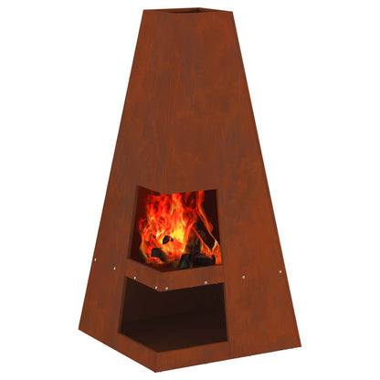 Feuerstelle Rostoptik 50 x 50 x 100 cm Wetterfeststahl