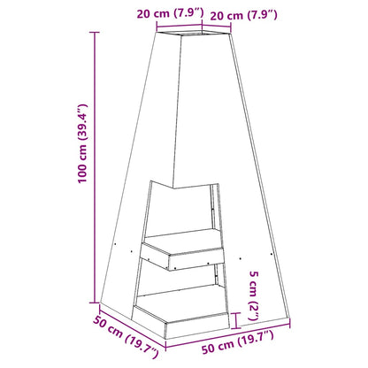 Feuerstelle Rostoptik 50 x 50 x 100 cm Wetterfeststahl