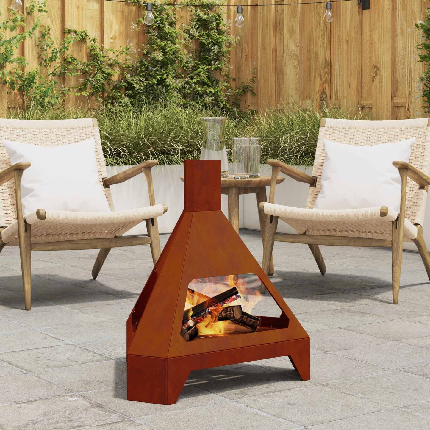 Feuerstelle Rostoptik 50 x 43 x 52 cm Wetterfeststahl