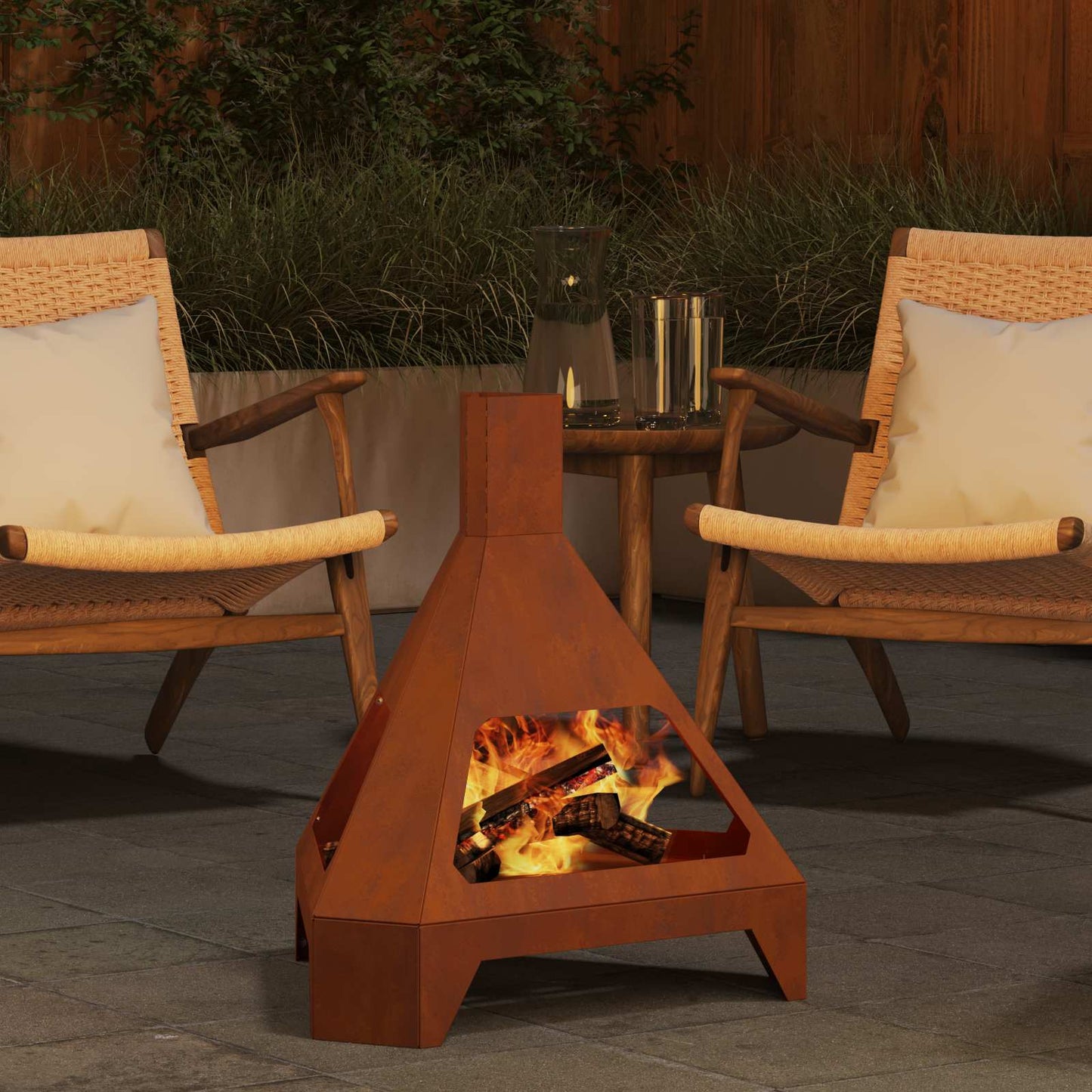 Feuerstelle Rostoptik 50 x 43 x 52 cm Wetterfeststahl