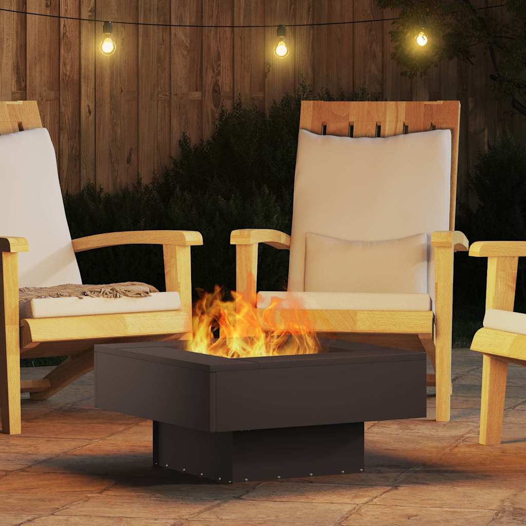 Feuerstelle Schwarz 60 x 60 x 30 cm Wetterfeststahl