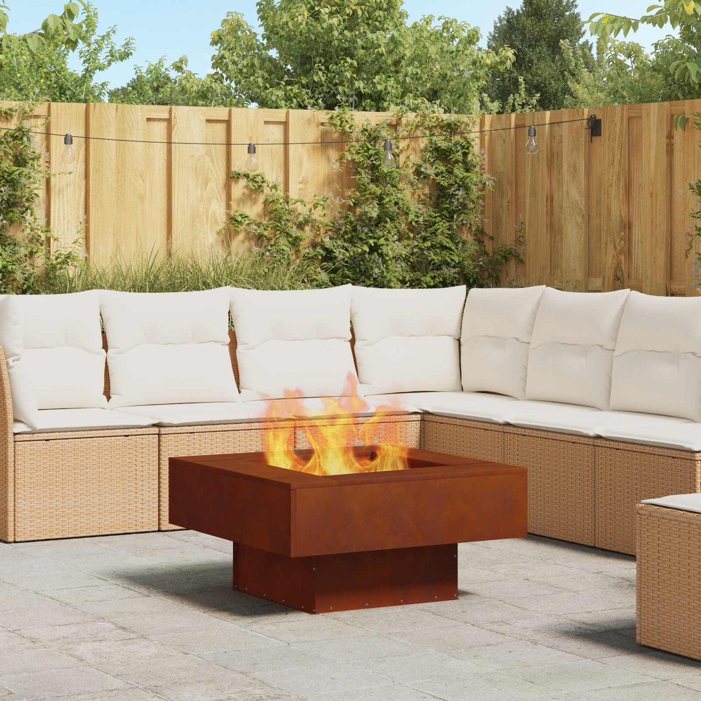 Feuerstelle Rostoptik 80 x 80 x 40 cm Wetterfeststahl
