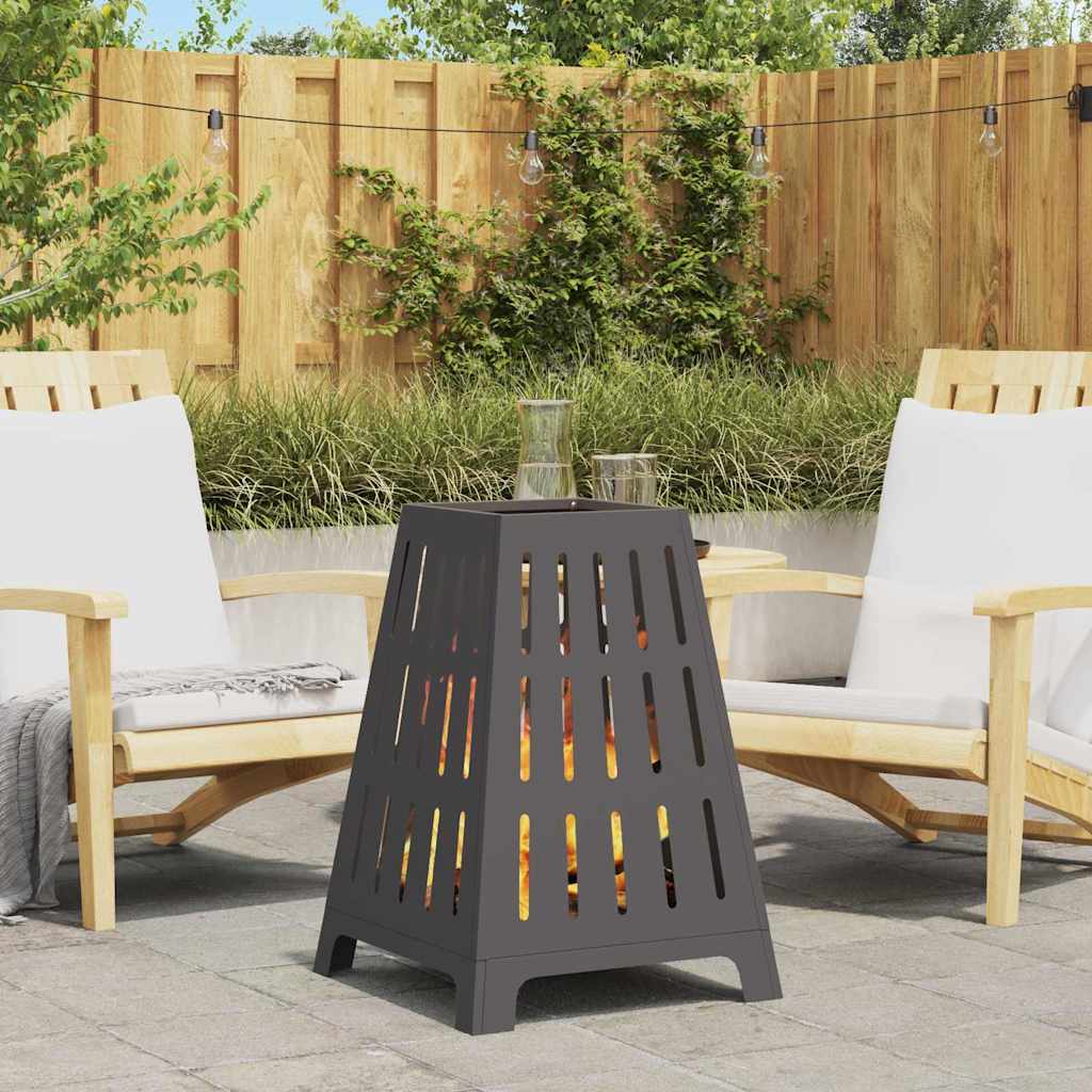 Feuerschale Schwarz 50 x 50 x 70 cm Wetterfeststahl