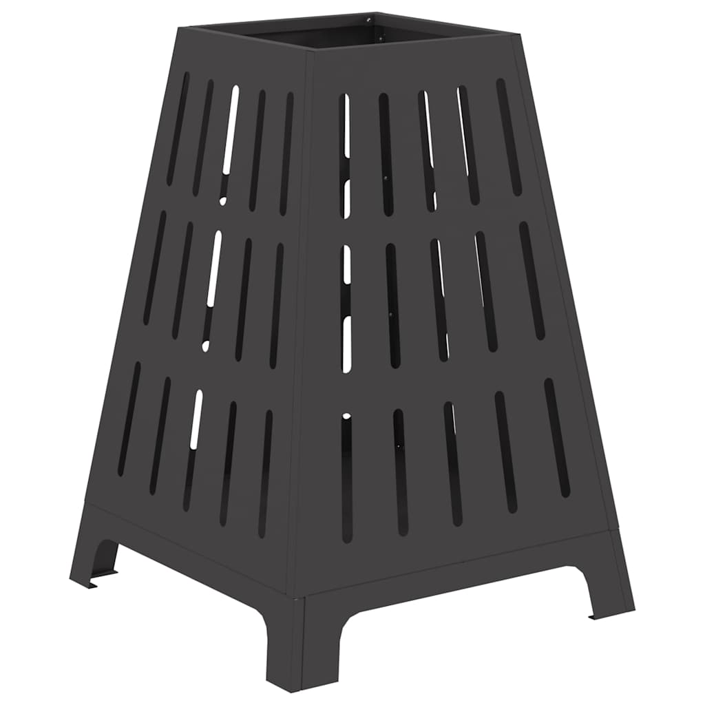 Feuerschale Schwarz 50 x 50 x 70 cm Wetterfeststahl