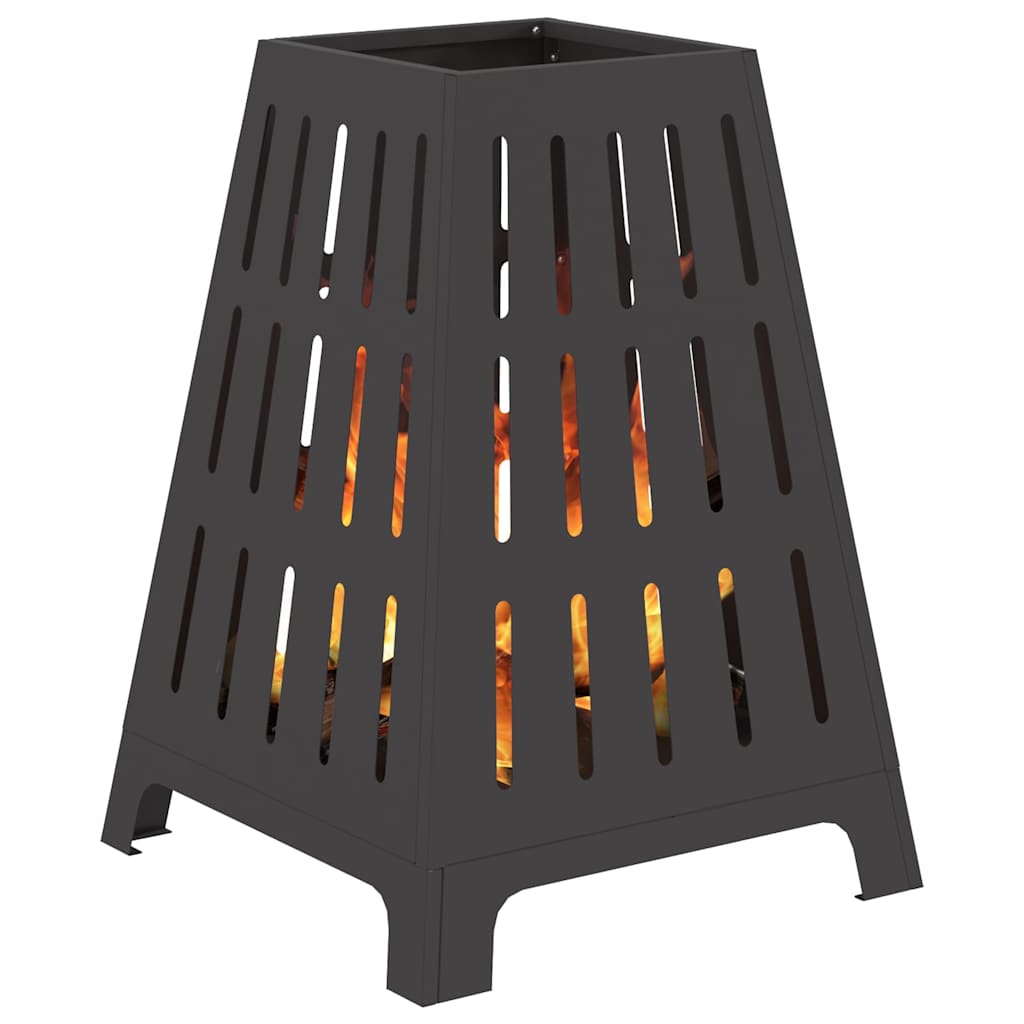 Feuerschale Schwarz 50 x 50 x 70 cm Wetterfeststahl