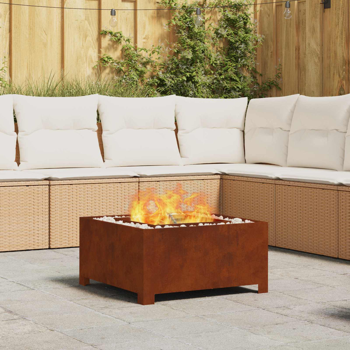 Feuerstelle Rostig 60 x 60 x 30 cm Wetterfeststahl