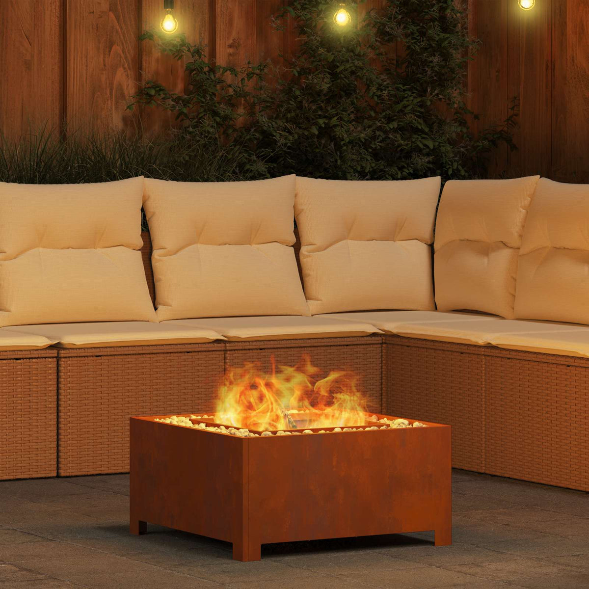 Feuerstelle Rostig 60 x 60 x 30 cm Wetterfeststahl