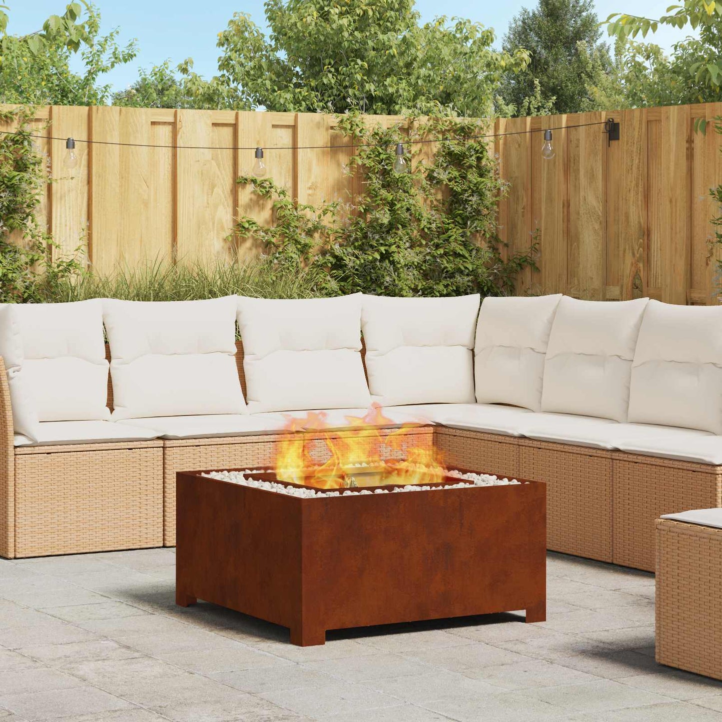 Feuerstelle Rostig 80 x 80 x 40 cm Wetterfeststahl