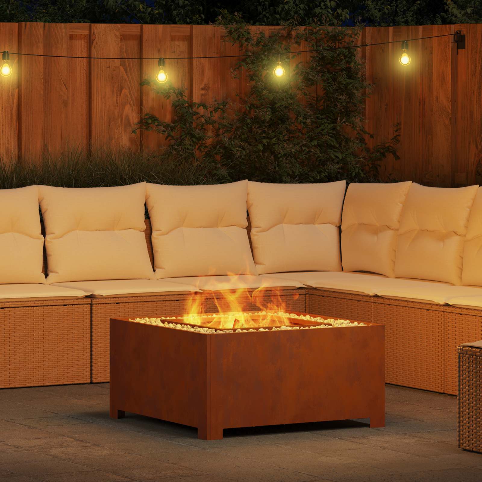 Feuerstelle Rostig 80 x 80 x 40 cm Wetterfeststahl