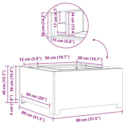 Feuerstelle Rostig 80 x 80 x 40 cm Wetterfeststahl