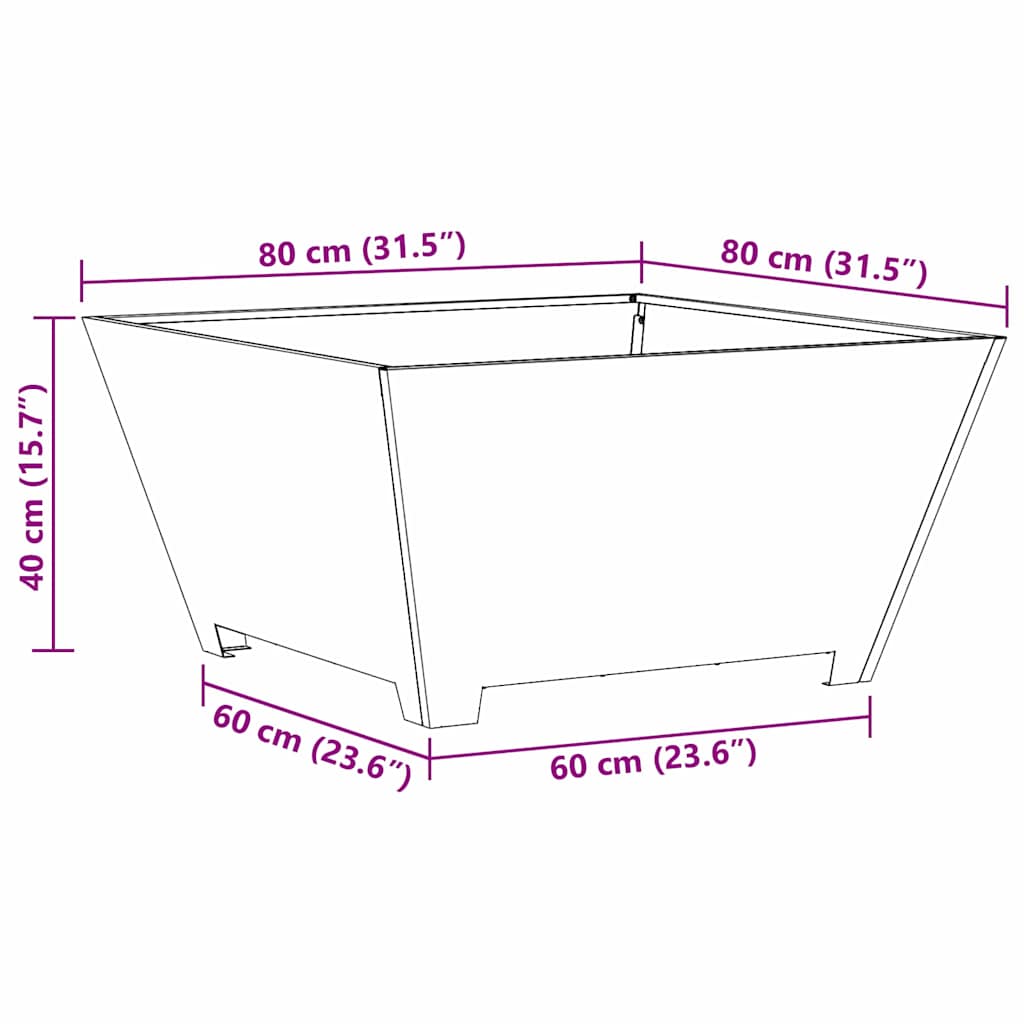 Feuerstelle Rostoptik 80 x 80 x 40 cm