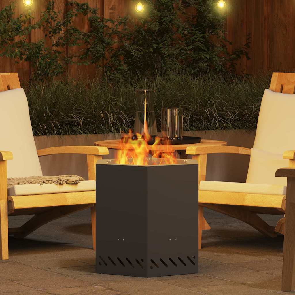 Rauchfreie Feuerstelle Schwarz 48 x 48 x 51 cm Wetterfeststahl