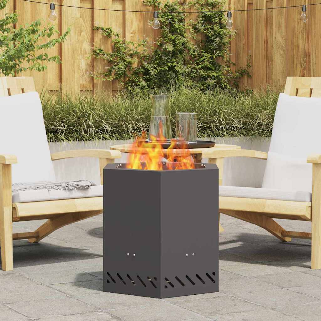 Rauchfreie Feuerstelle Schwarz 48 x 48 x 51 cm Wetterfeststahl